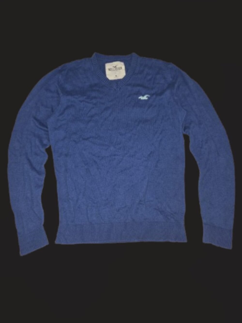 Hollister V-Neck Knit Sweater Vibrant Royal Blue Color